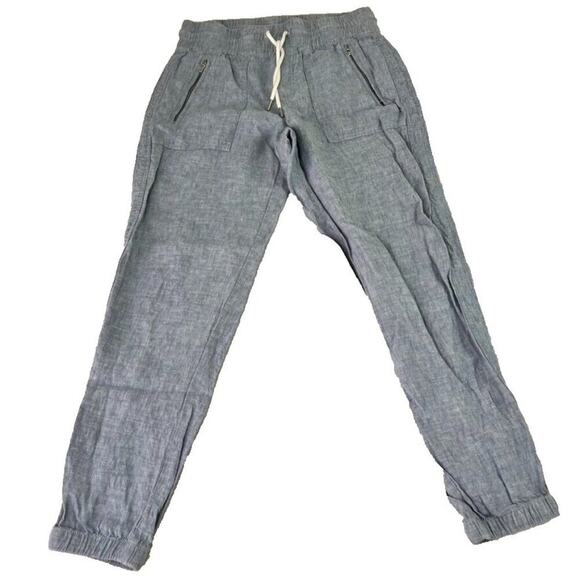 Athleta Cabo Linen Jogger Pants Womens 2 Chambray Blue Drawstring 530642 - Picture 2 of 14